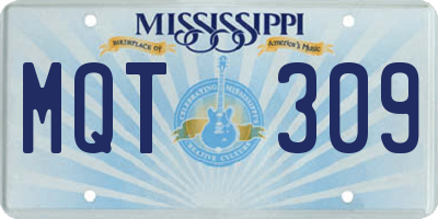 MS license plate MQT309