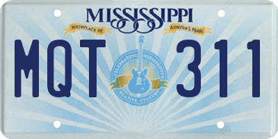 MS license plate MQT311
