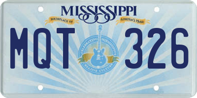 MS license plate MQT326
