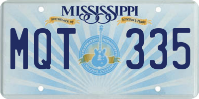 MS license plate MQT335