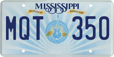 MS license plate MQT350