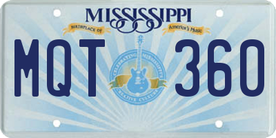 MS license plate MQT360