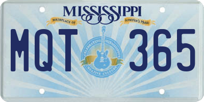 MS license plate MQT365