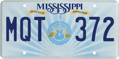 MS license plate MQT372