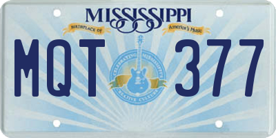 MS license plate MQT377