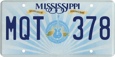 MS license plate MQT378