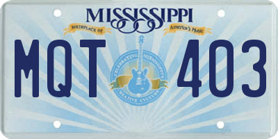 MS license plate MQT403