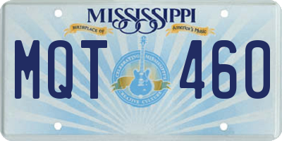 MS license plate MQT460