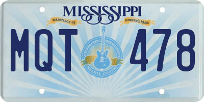 MS license plate MQT478