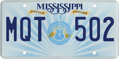 MS license plate MQT502