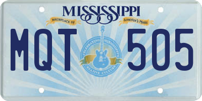 MS license plate MQT505