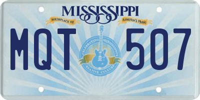 MS license plate MQT507