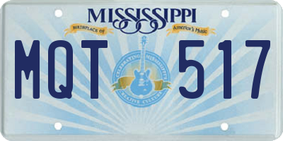 MS license plate MQT517