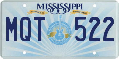 MS license plate MQT522