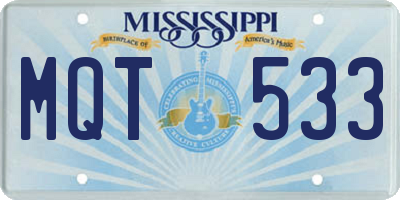 MS license plate MQT533