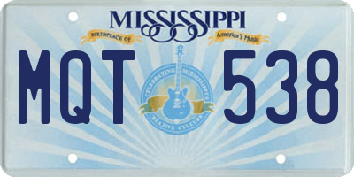 MS license plate MQT538