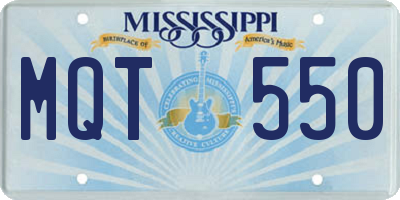 MS license plate MQT550