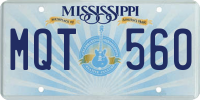 MS license plate MQT560