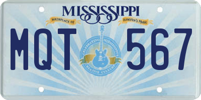 MS license plate MQT567