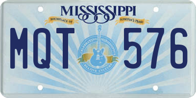 MS license plate MQT576