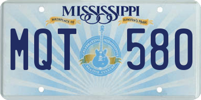MS license plate MQT580