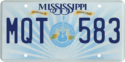 MS license plate MQT583
