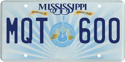 MS license plate MQT600