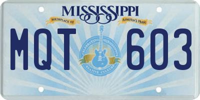 MS license plate MQT603