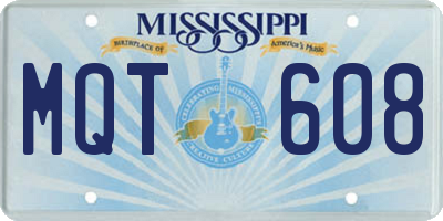MS license plate MQT608