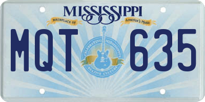 MS license plate MQT635
