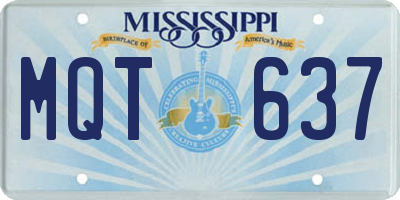 MS license plate MQT637