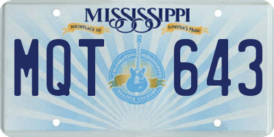 MS license plate MQT643