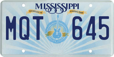 MS license plate MQT645