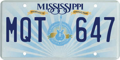 MS license plate MQT647