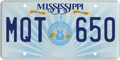 MS license plate MQT650
