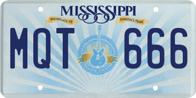 MS license plate MQT666