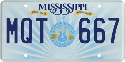 MS license plate MQT667