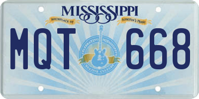 MS license plate MQT668