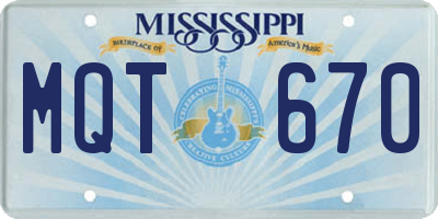 MS license plate MQT670