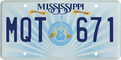 MS license plate MQT671
