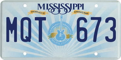 MS license plate MQT673