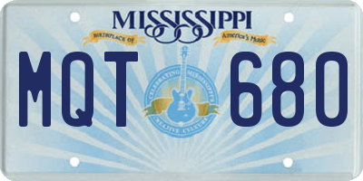 MS license plate MQT680