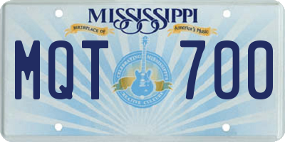 MS license plate MQT700