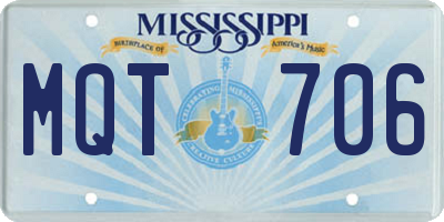MS license plate MQT706