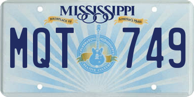 MS license plate MQT749