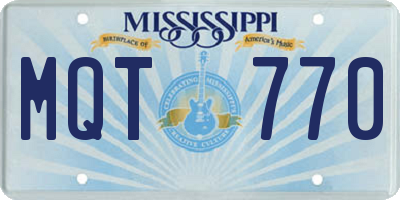MS license plate MQT770