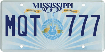 MS license plate MQT777