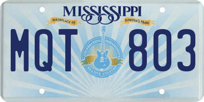 MS license plate MQT803