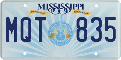 MS license plate MQT835