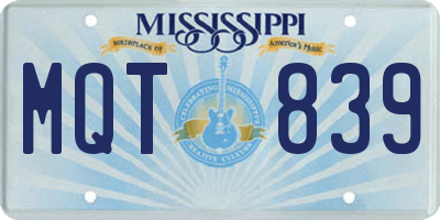 MS license plate MQT839
